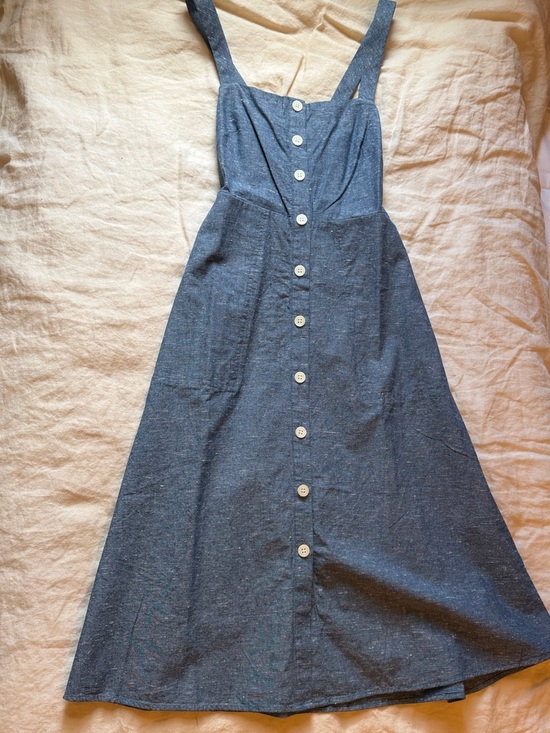 Madewell Dresses & Skirts - Madewell NWT Classic heathered Chambray Blue Button-Front Sundress with Straps